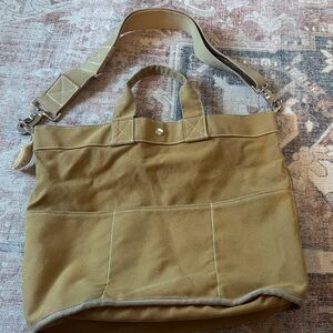 Tan Canvas Tote Bag with Adjustable Strap